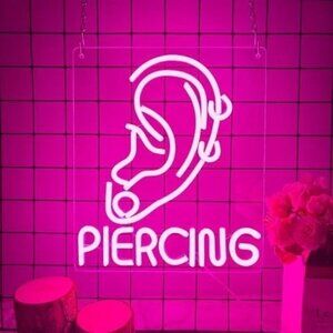 Neon Sign, Cool Pink Dimmable LED Creative Ear Earring Neon Light, Ear Piercing